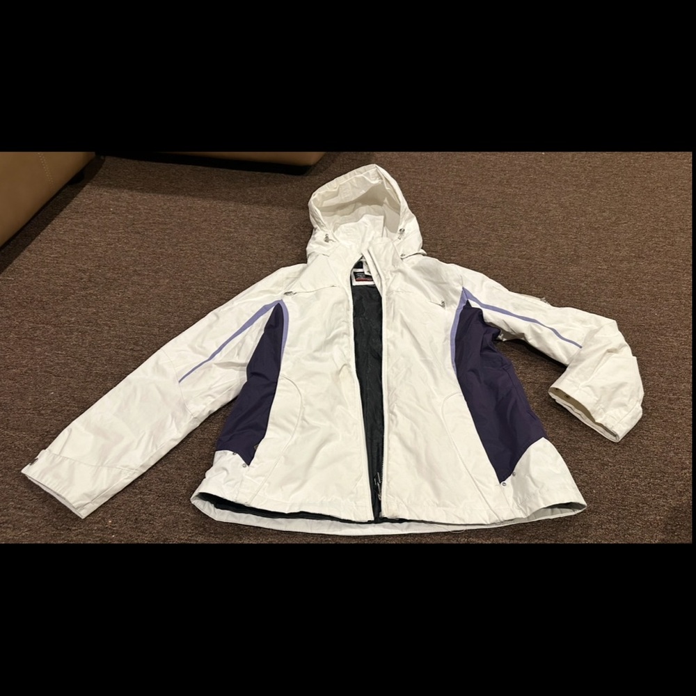 Euc Zeroxposur Ski White Black Patterned Jacket L - image 1